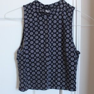 Navy Blue patterned crop top tank